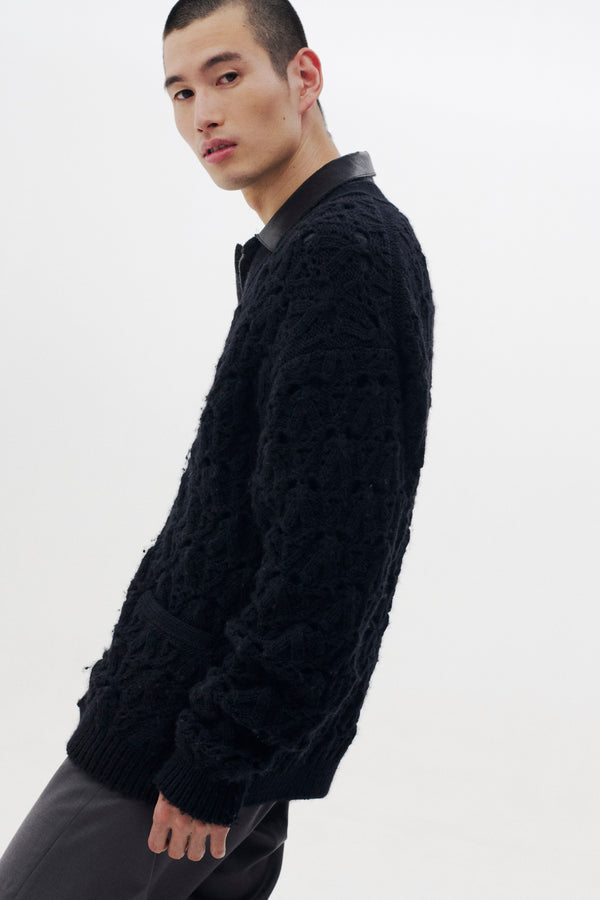 Distorted Cable-Knit Cardigan