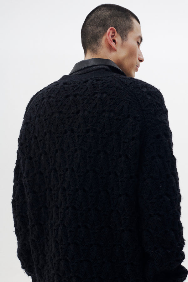 Distorted Cable-Knit Cardigan