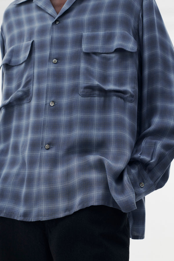 Modal Plaid Open Collar Shirt