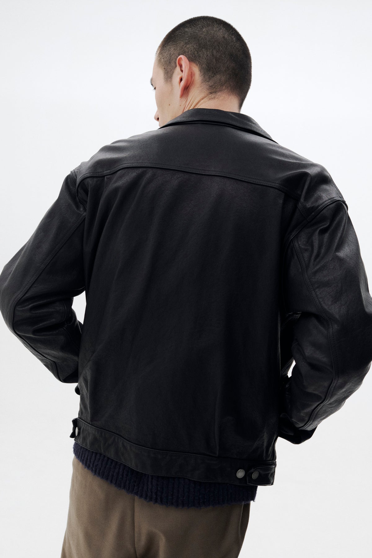 Shrink Cow Leather Trucker Jacket