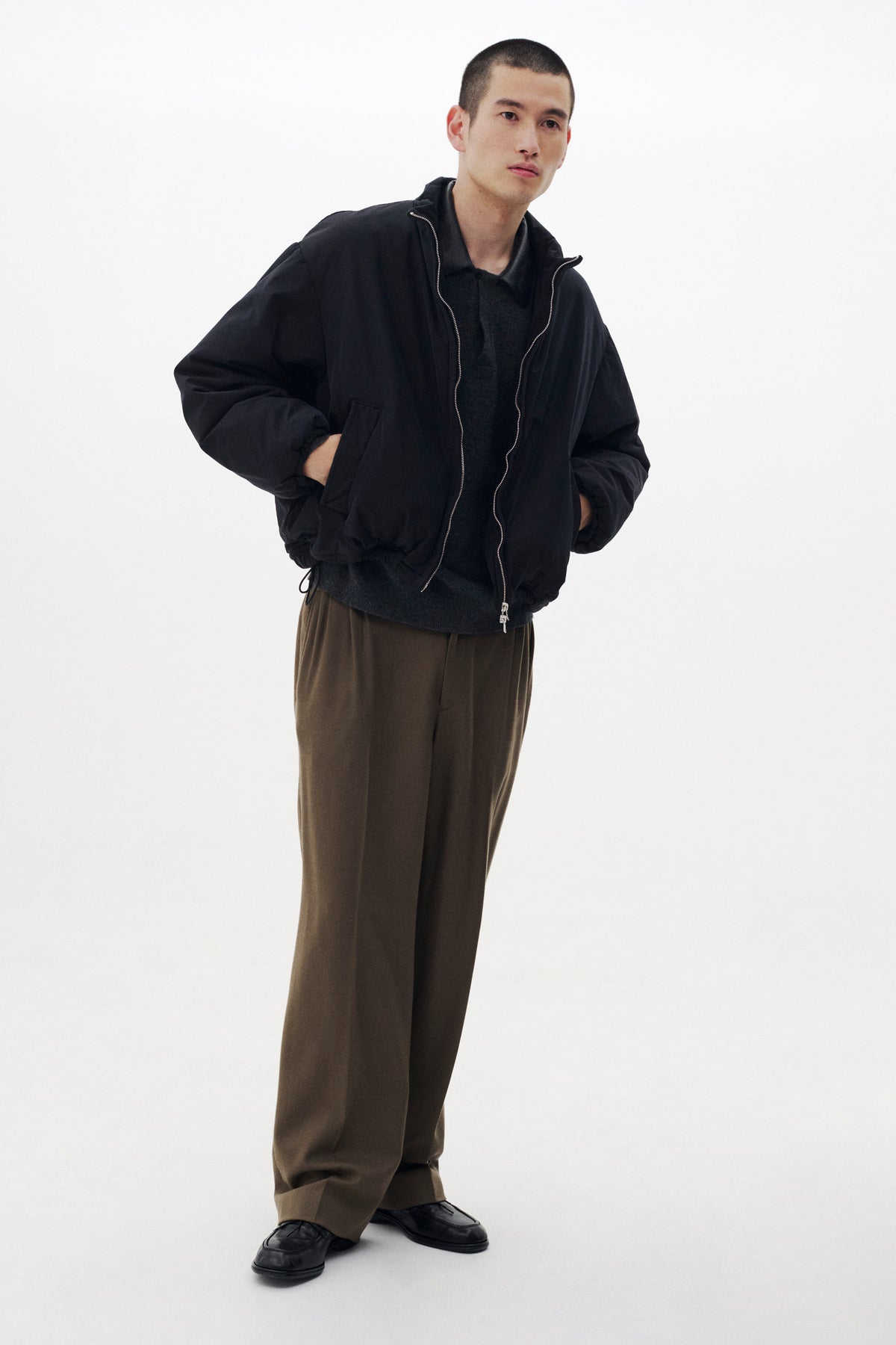 Polyester Nylon Microfiber Twill Sculptural Wired Puffer Wide Blouson