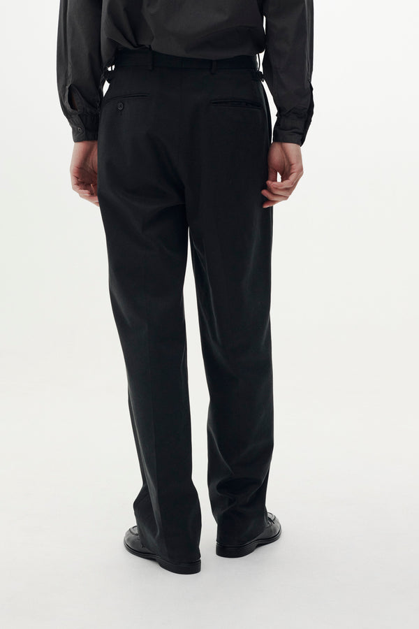 Tencel Cotton Twill 1Pleated Wide Tapered Trousers
