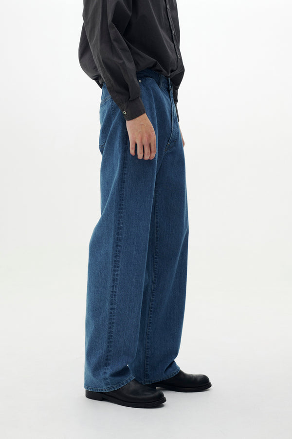 Denim Wide Straight Pants Vintage Wash