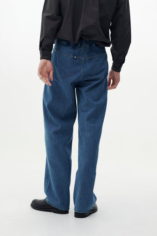 Denim Wide Straight Pants Vintage Wash