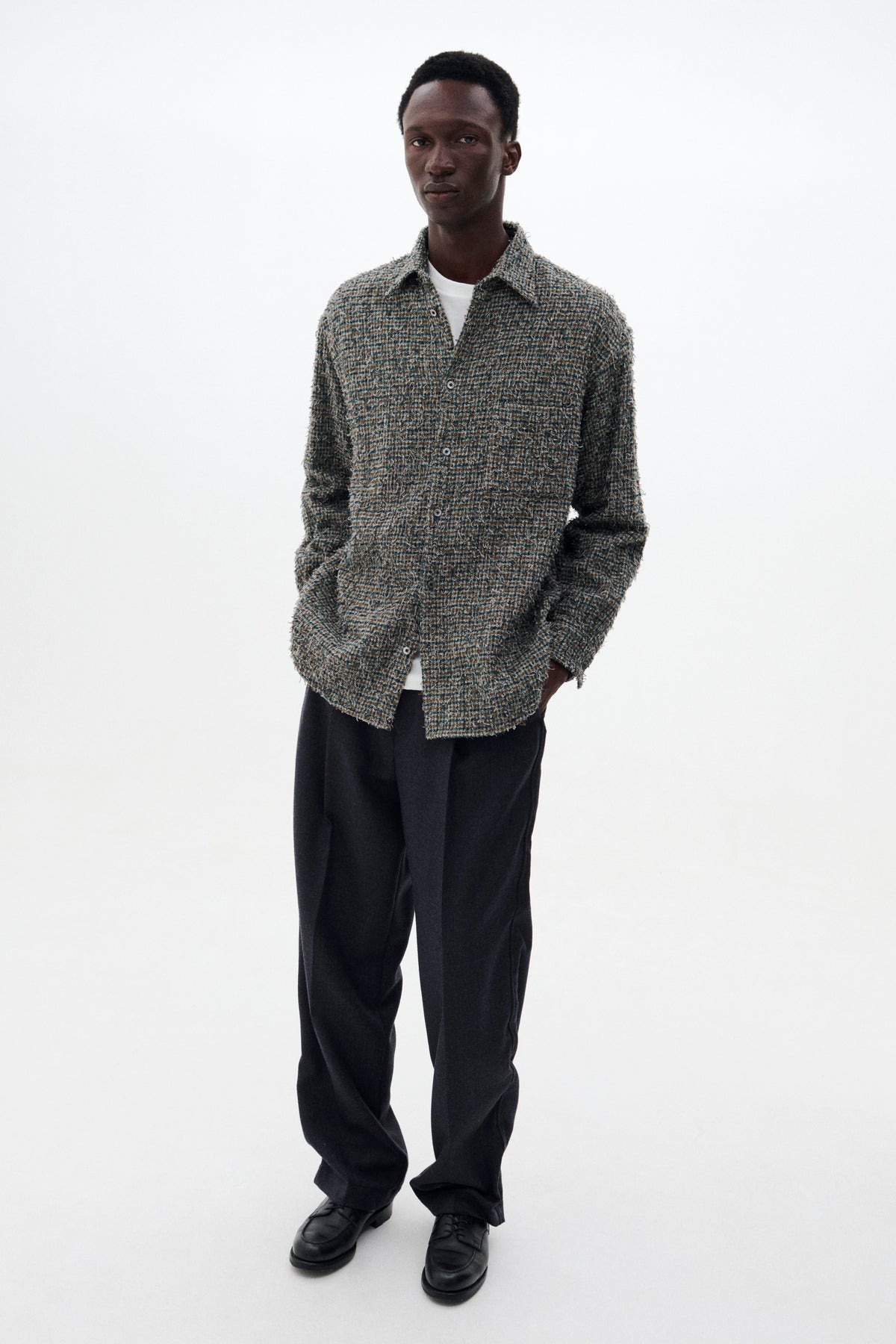 Needlepunched Cotton Plaid Shirt