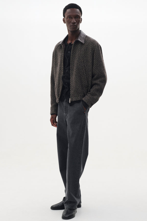 Herringbone Wool Tweed Zip Blouson