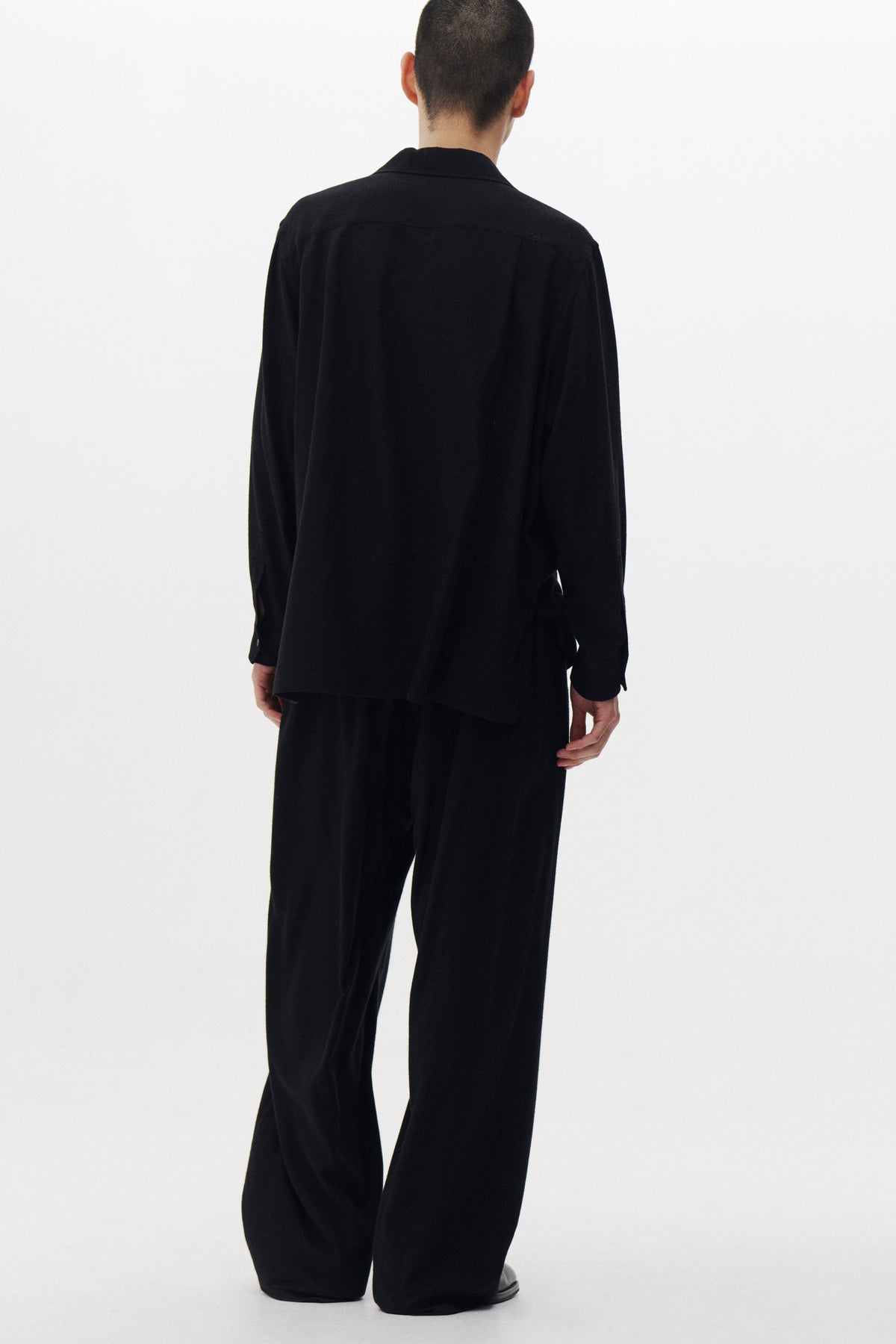 Viscose Lyocell Wool Brushed Twill Front Flat 1Pleated Easy Trousers