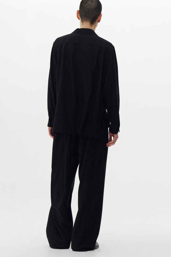 Viscose Lyocell Wool Brushed Twill Front Flat 1Pleated Easy Trousers