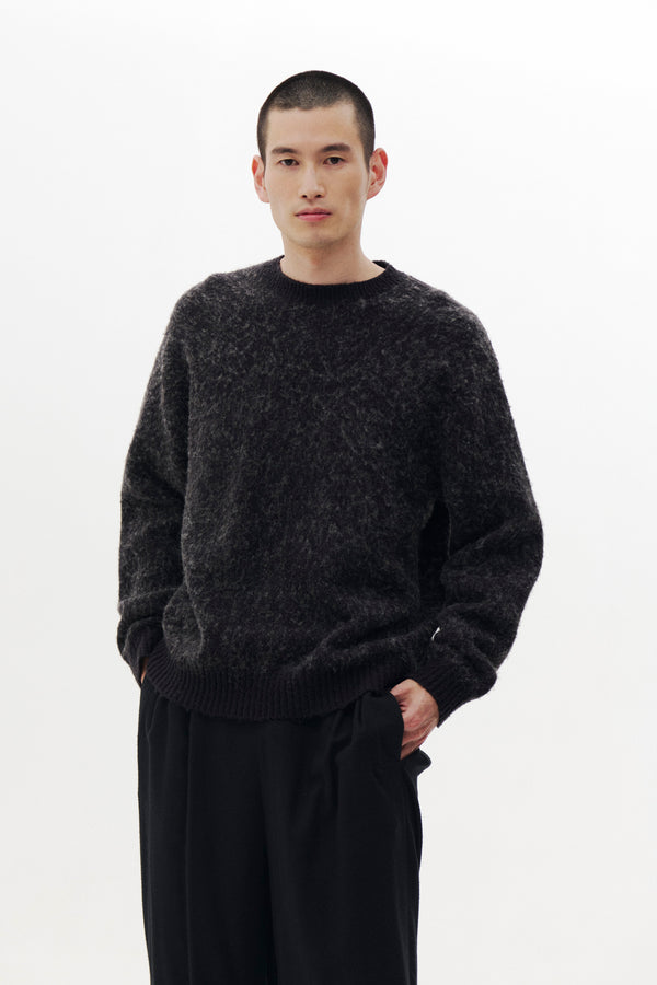 Baby Alpaca Blend Boucle Yarn Distressed Gradient Sweater