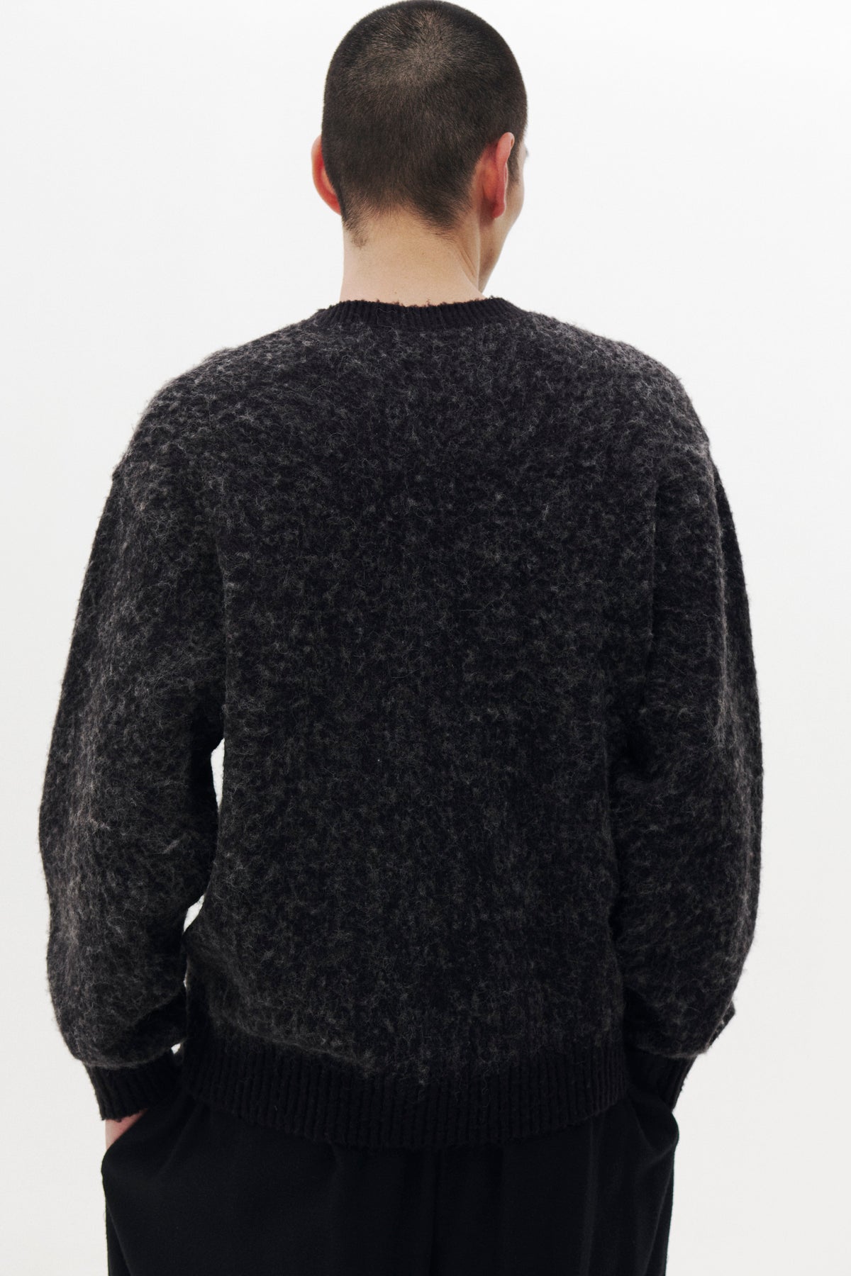 Baby Alpaca Blend Boucle Yarn Distressed Gradient Sweater