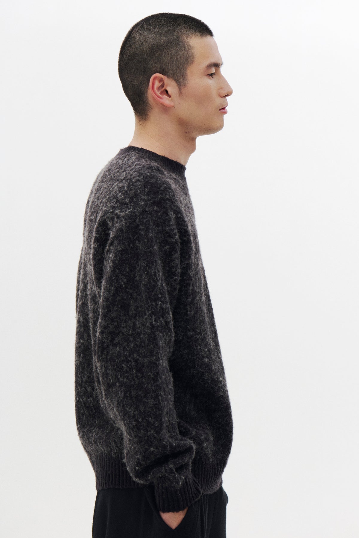 Baby Alpaca Blend Boucle Yarn Distressed Gradient Sweater