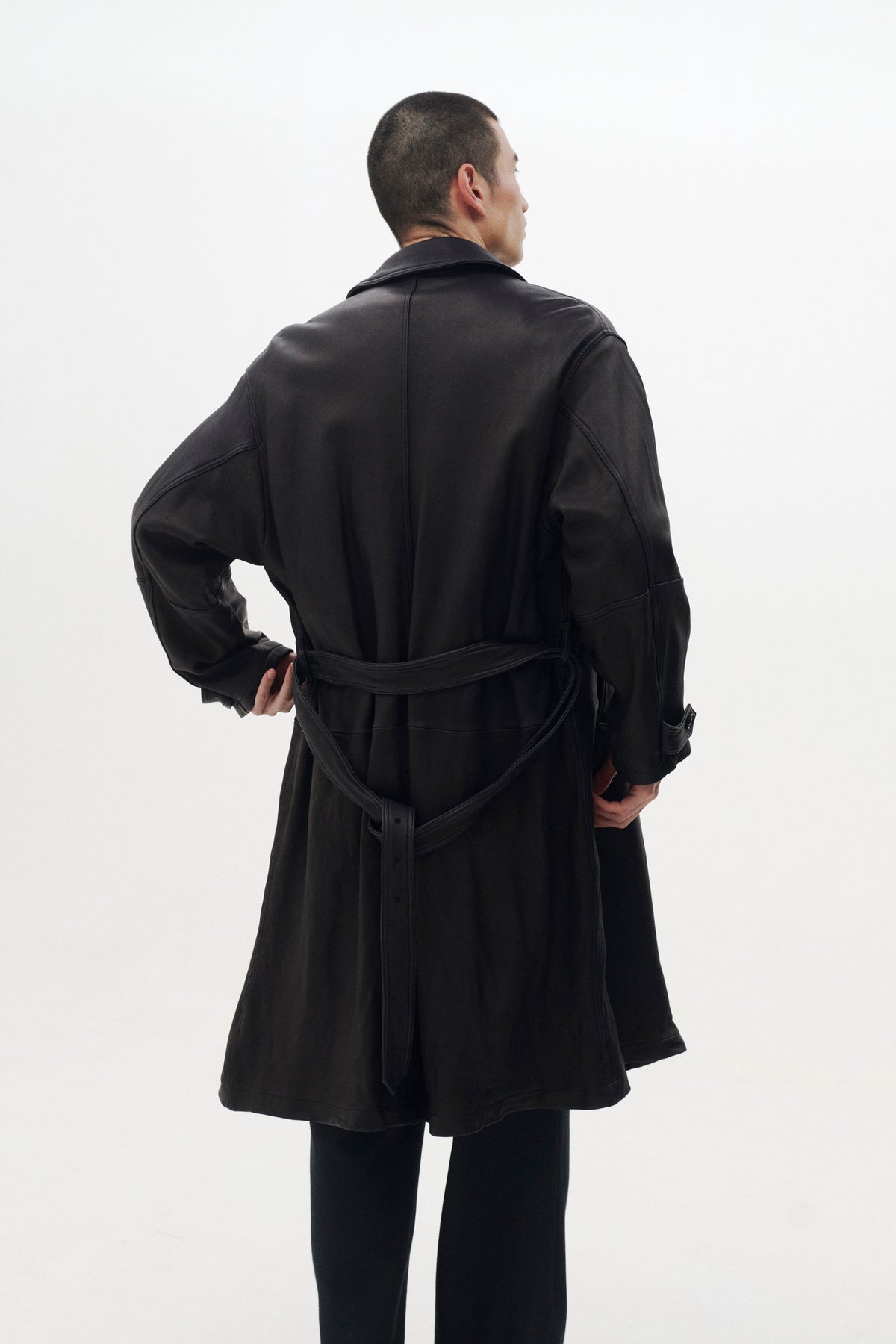 Lamb Leather Balmacaan Coat