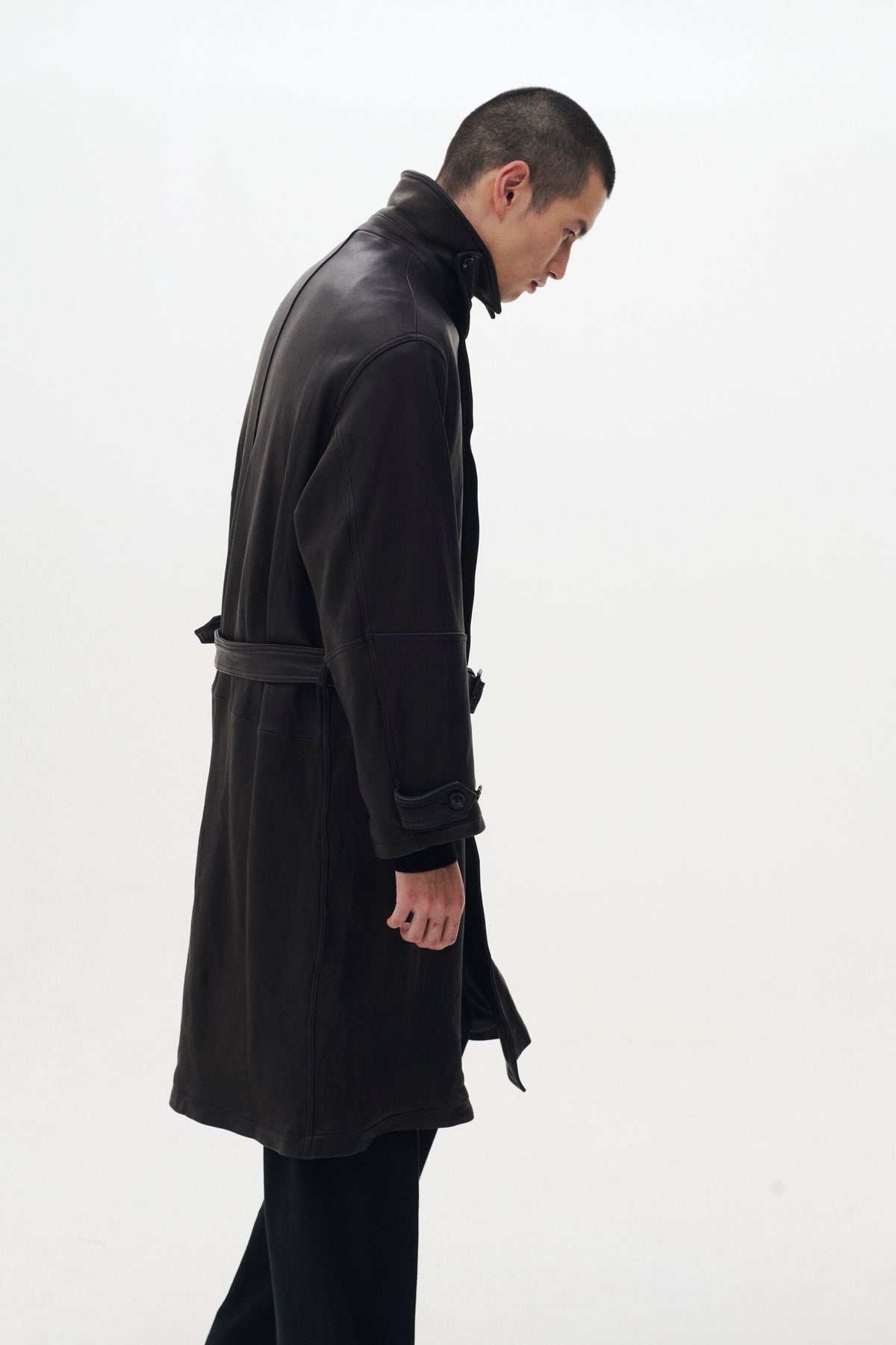 Lamb Leather Balmacaan Coat