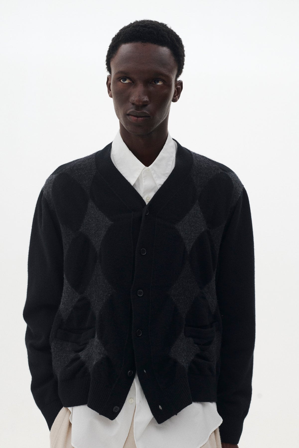 Boiled Wool Argyle Sweater