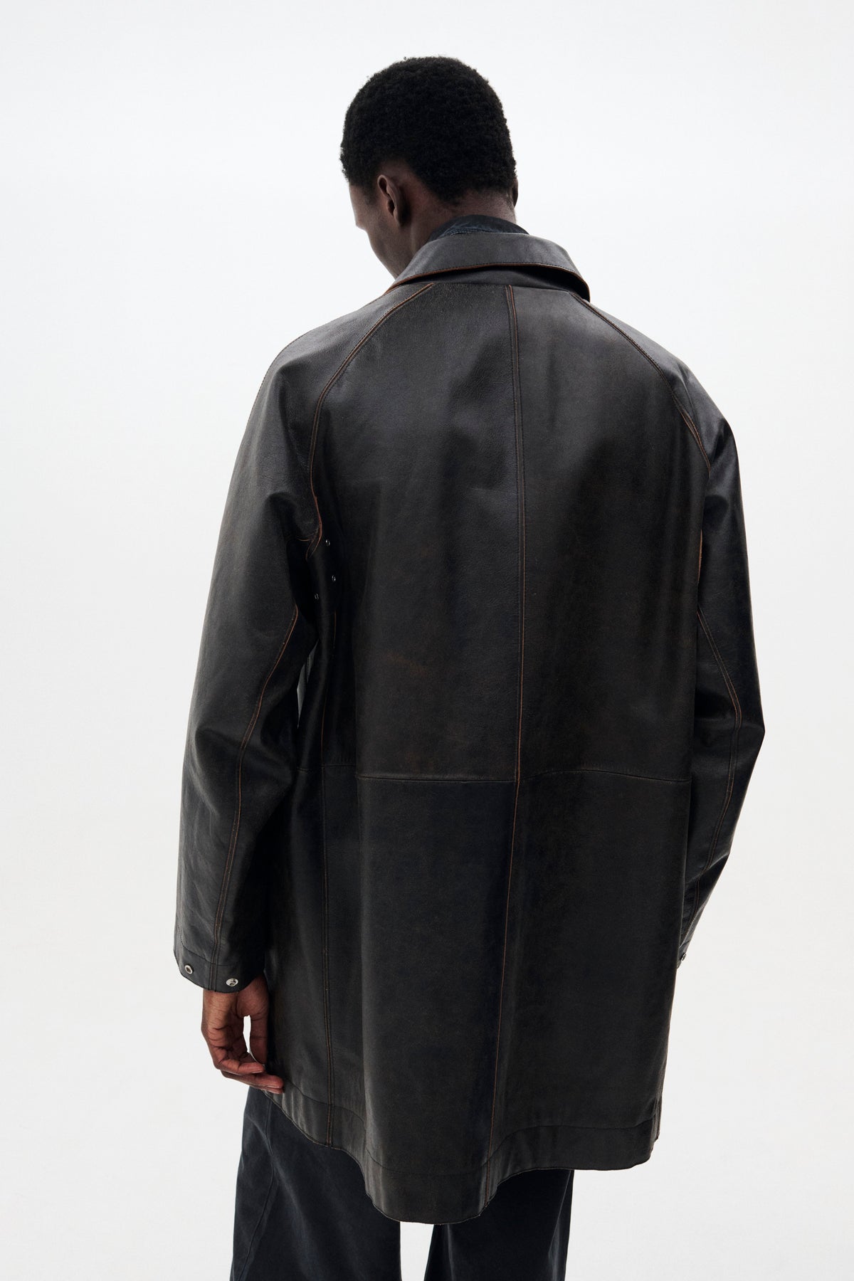 Cracked Leather Cut-off Half Coat