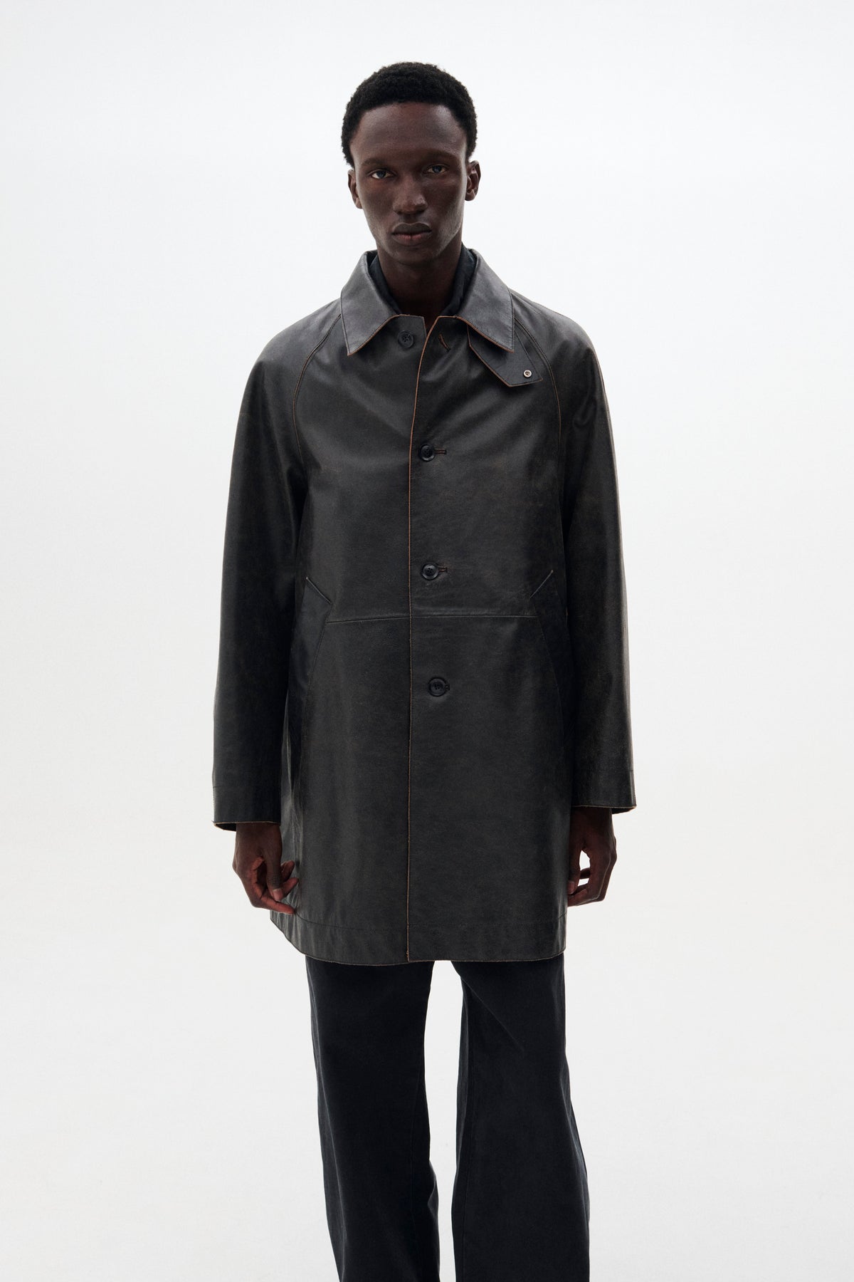 Cracked Leather Cut-off Half Coat