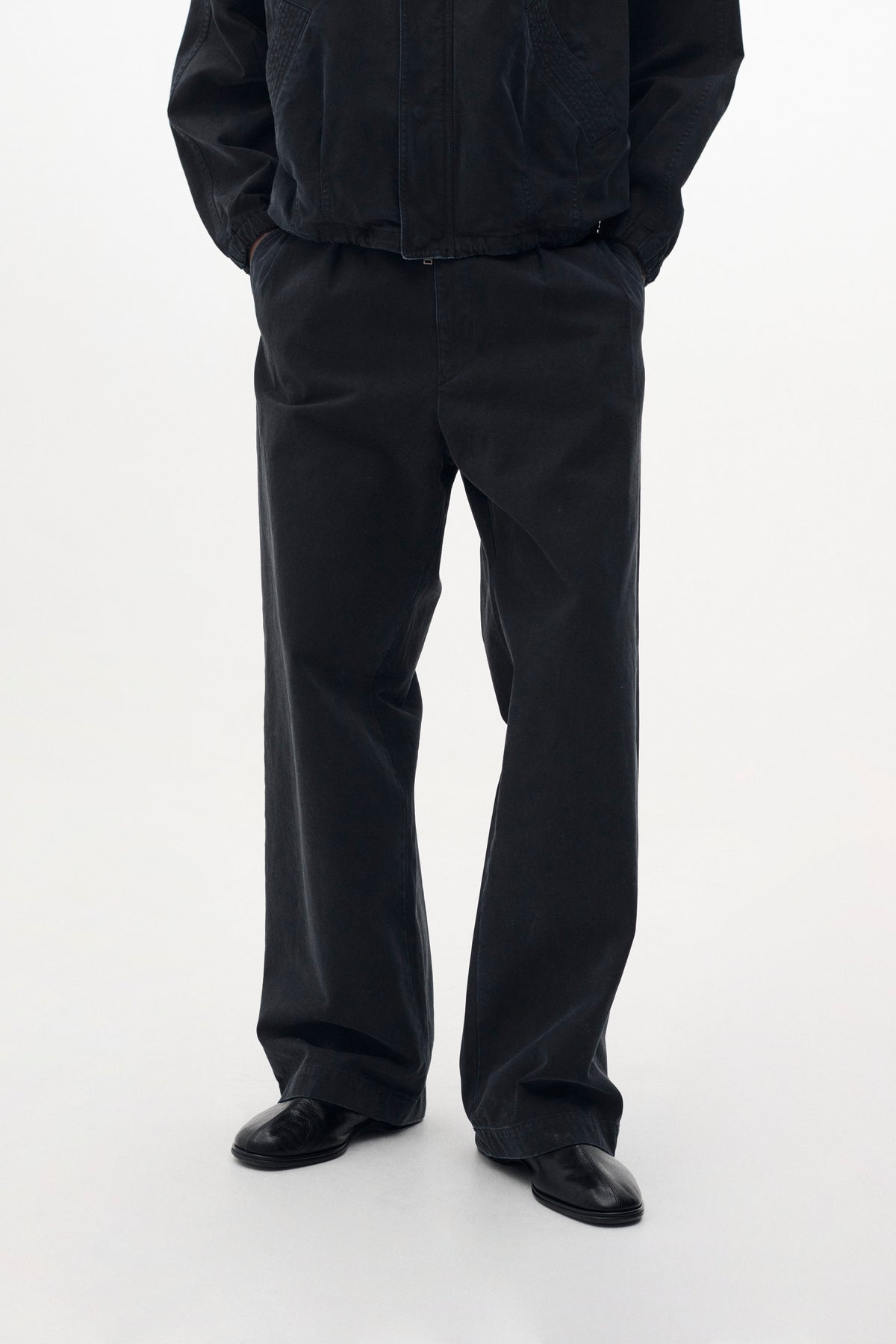 Peached Cotton Twill Garment-Dye 2Pleated Trousers