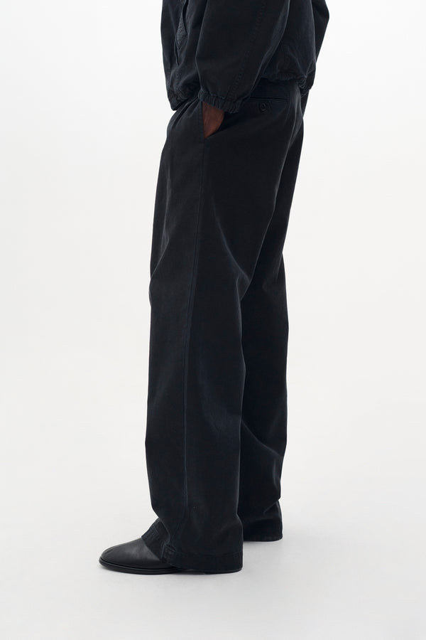 Peached Cotton Twill Garment-Dye 2Pleated Trousers
