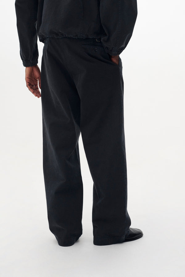 Peached Cotton Twill Garment-Dye 2Pleated Trousers