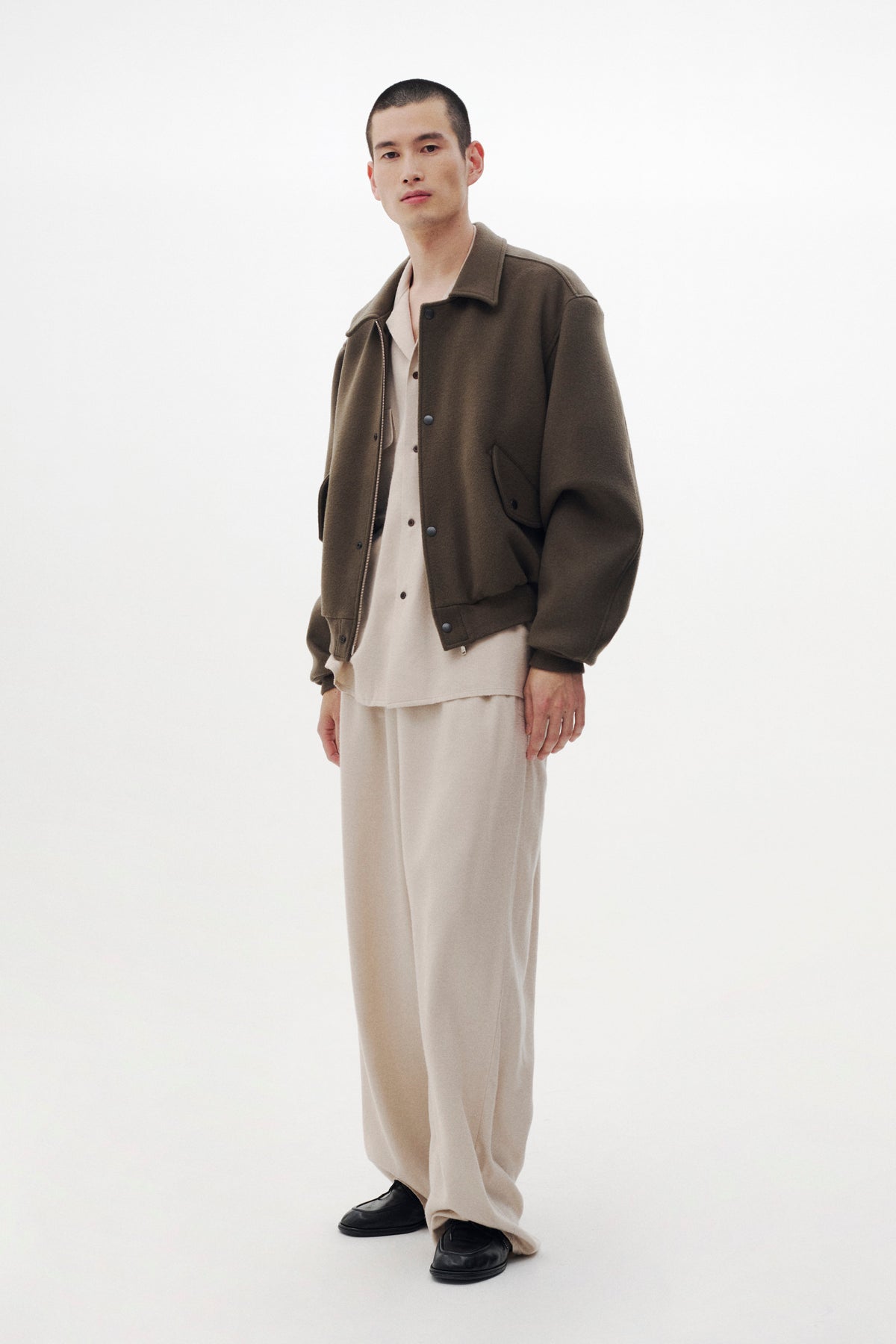 Super160's Wool Beaver Melton Bomber Jacket