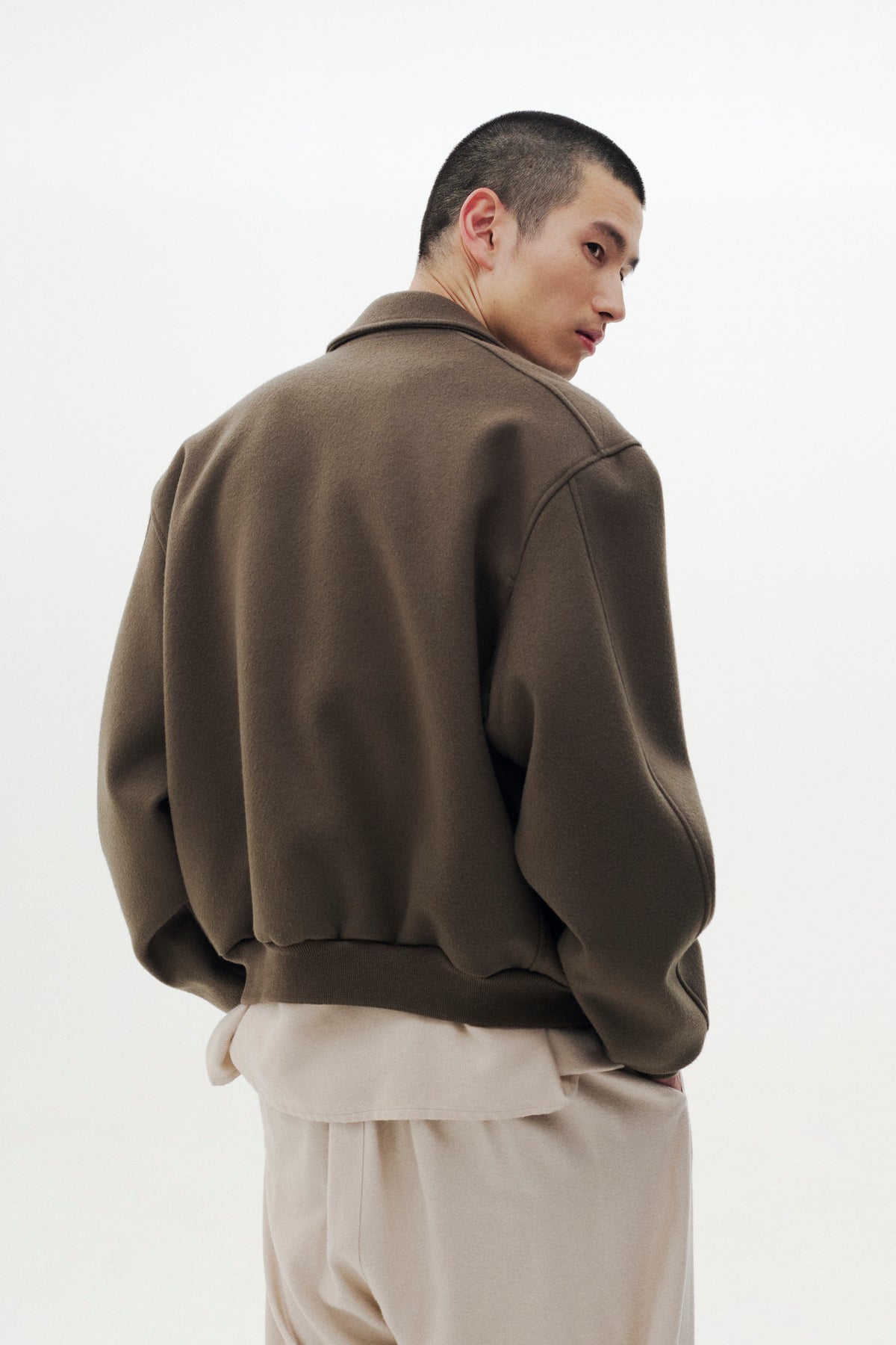 Super160's Wool Beaver Melton Bomber Jacket