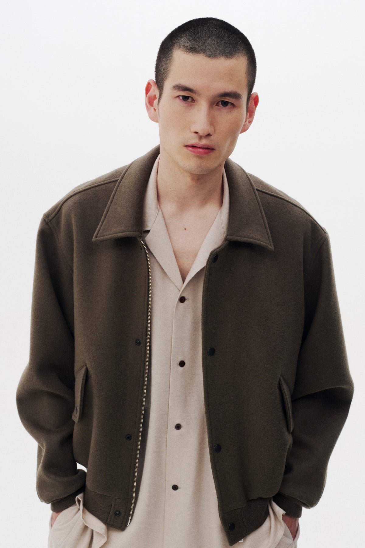 Super160's Wool Beaver Melton Bomber Jacket