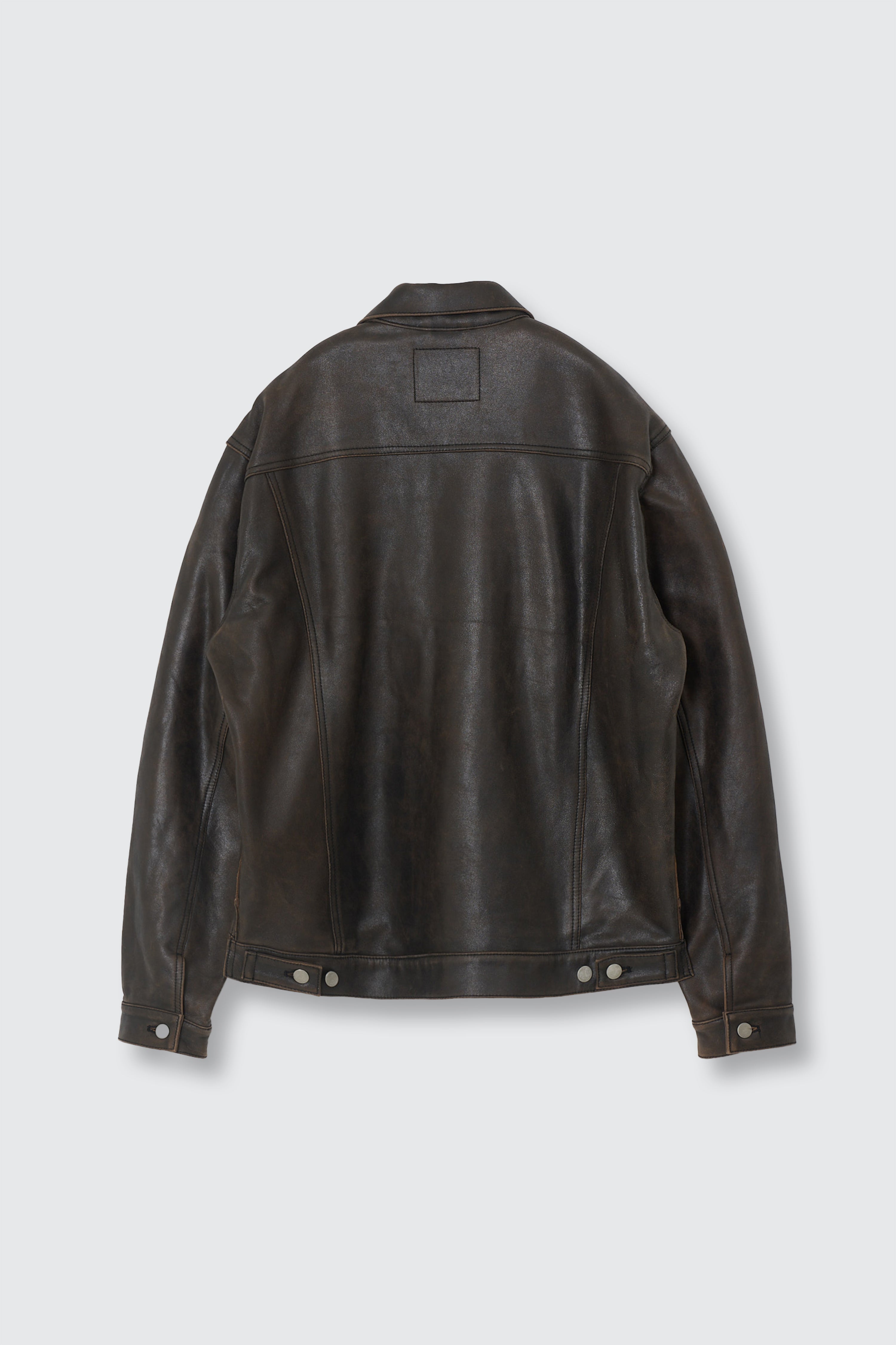 x ELIMINATER Cracked Leather Docking Trucker Jacket | YOKE