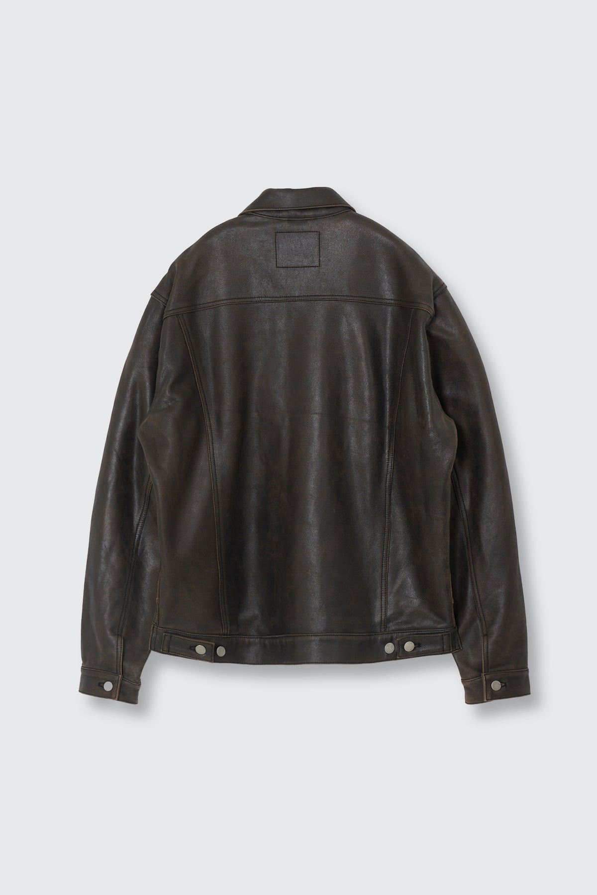 x ELIMINATER Cracked Leather Docking Trucker Jacket