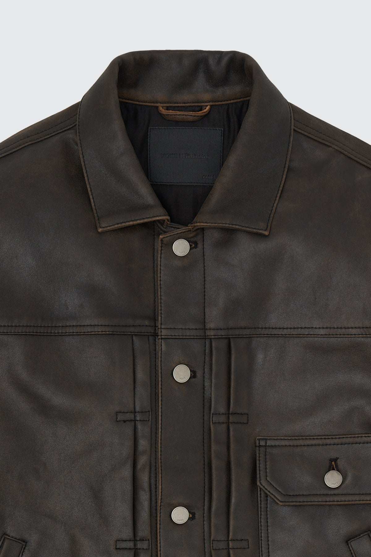 x ELIMINATER Cracked Leather Docking Trucker Jacket