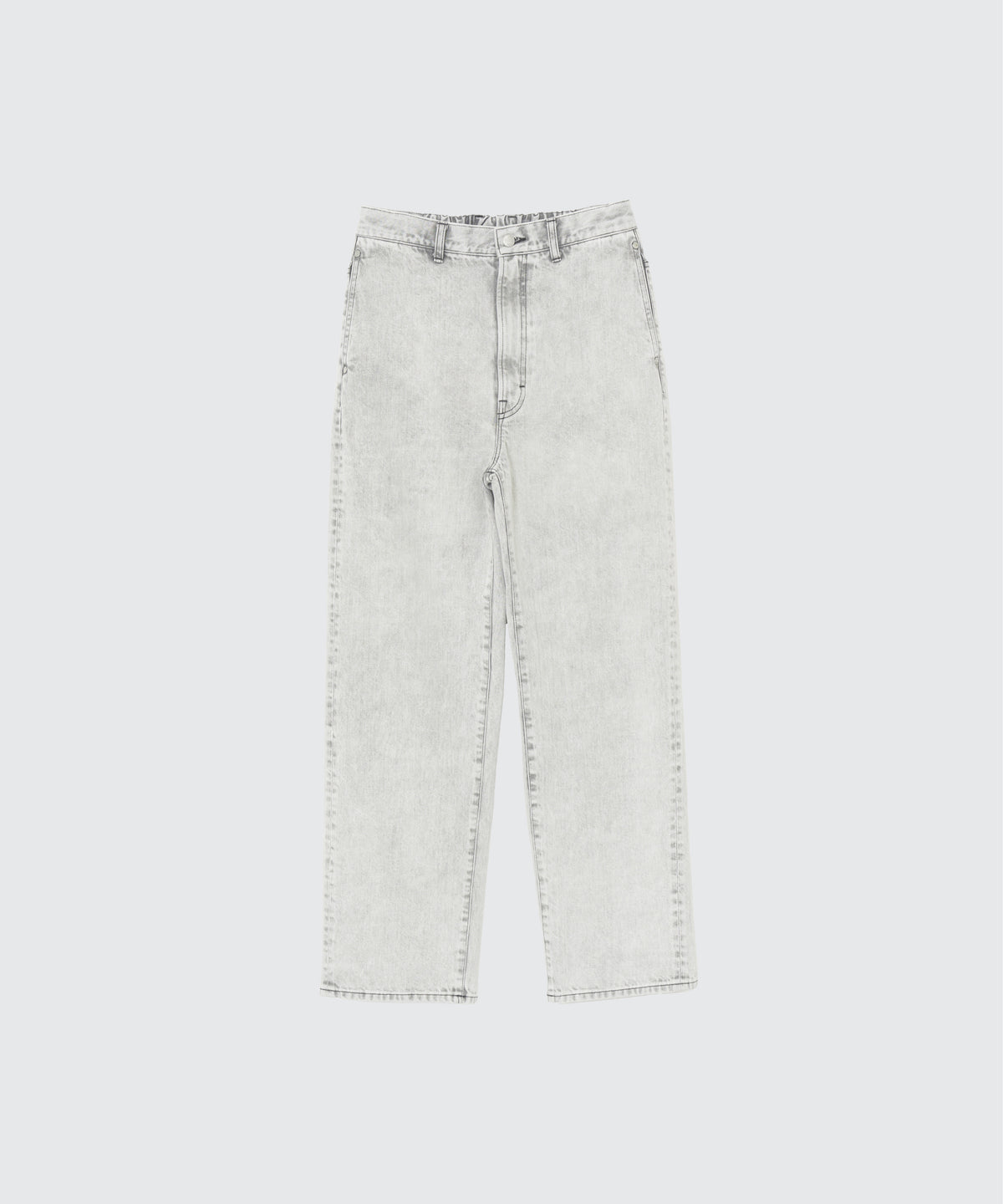 Chemical Wash White Denim Wide Straight Pants