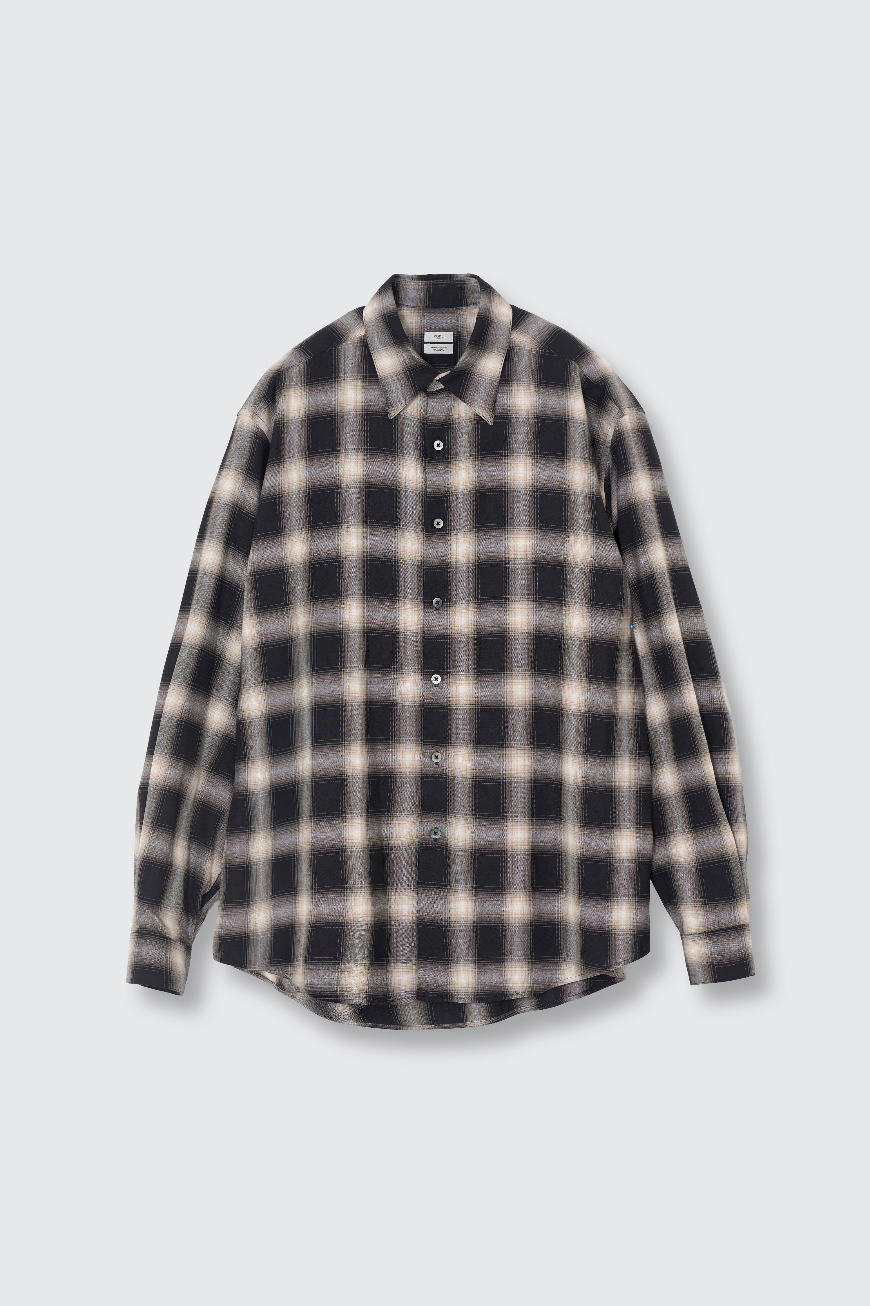 Rayon Ombre Plaid Regular Collar Shirt | YOKE Official Website