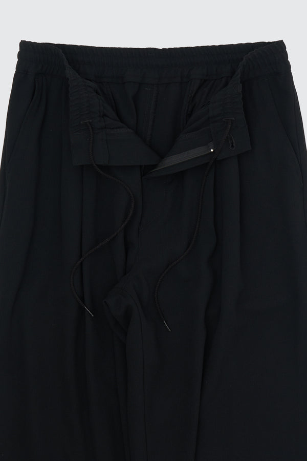 Exclusive Wool Back Satin Kersey 2pleated Easy Wide Trousers