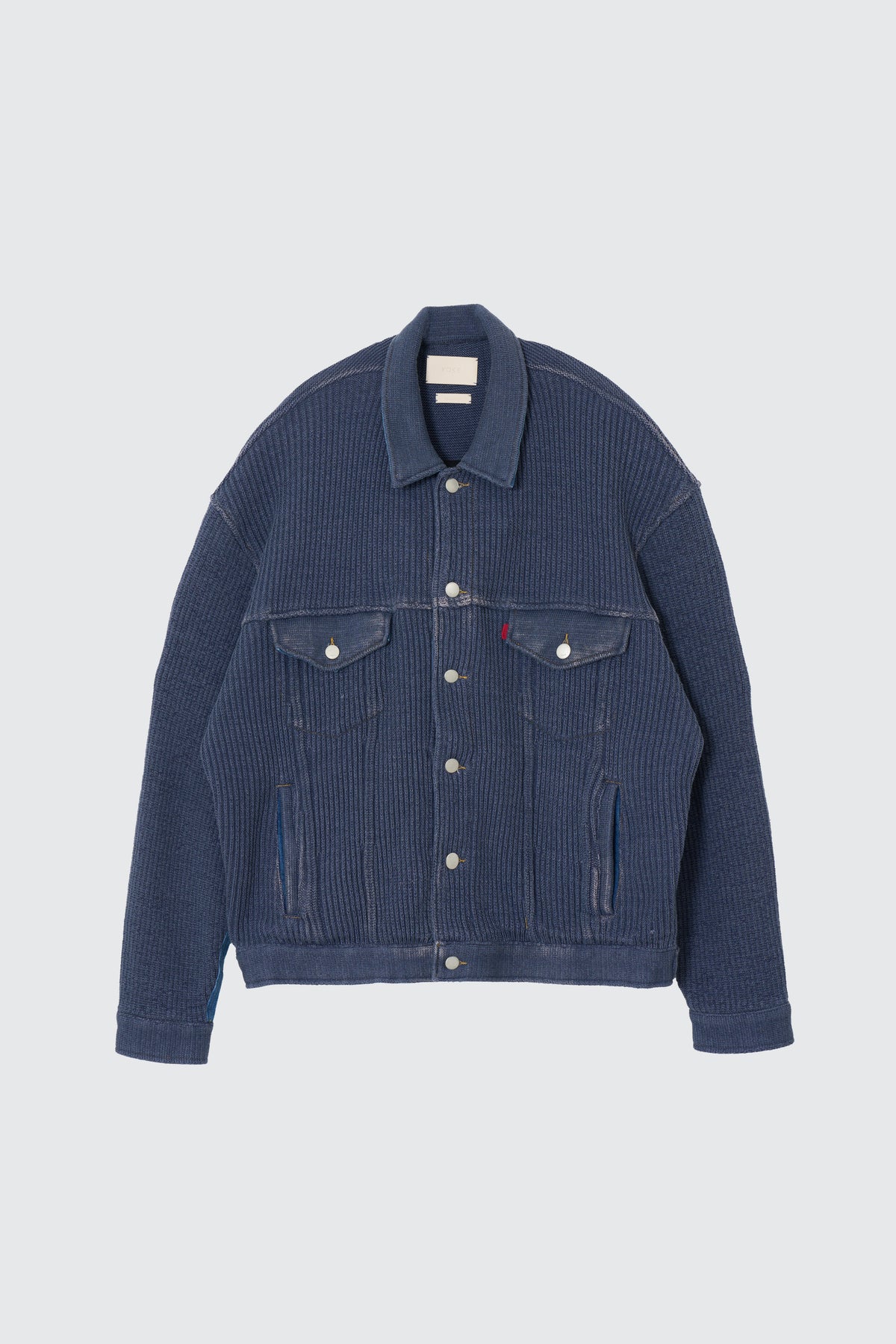 YOKE (ヨーク) 吾亦紅別注 デニムニットドッキングトラッカージャケット インディゴ ブルー
