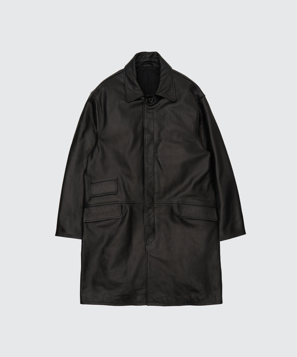 Leather Balmacaan Coat