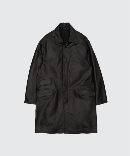 Leather Balmacaan Coat | YOKE Official Website