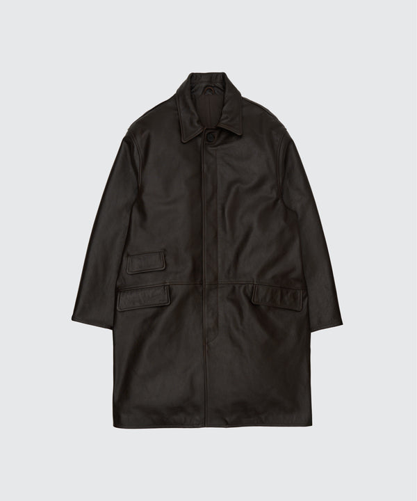Leather Balmacaan Coat