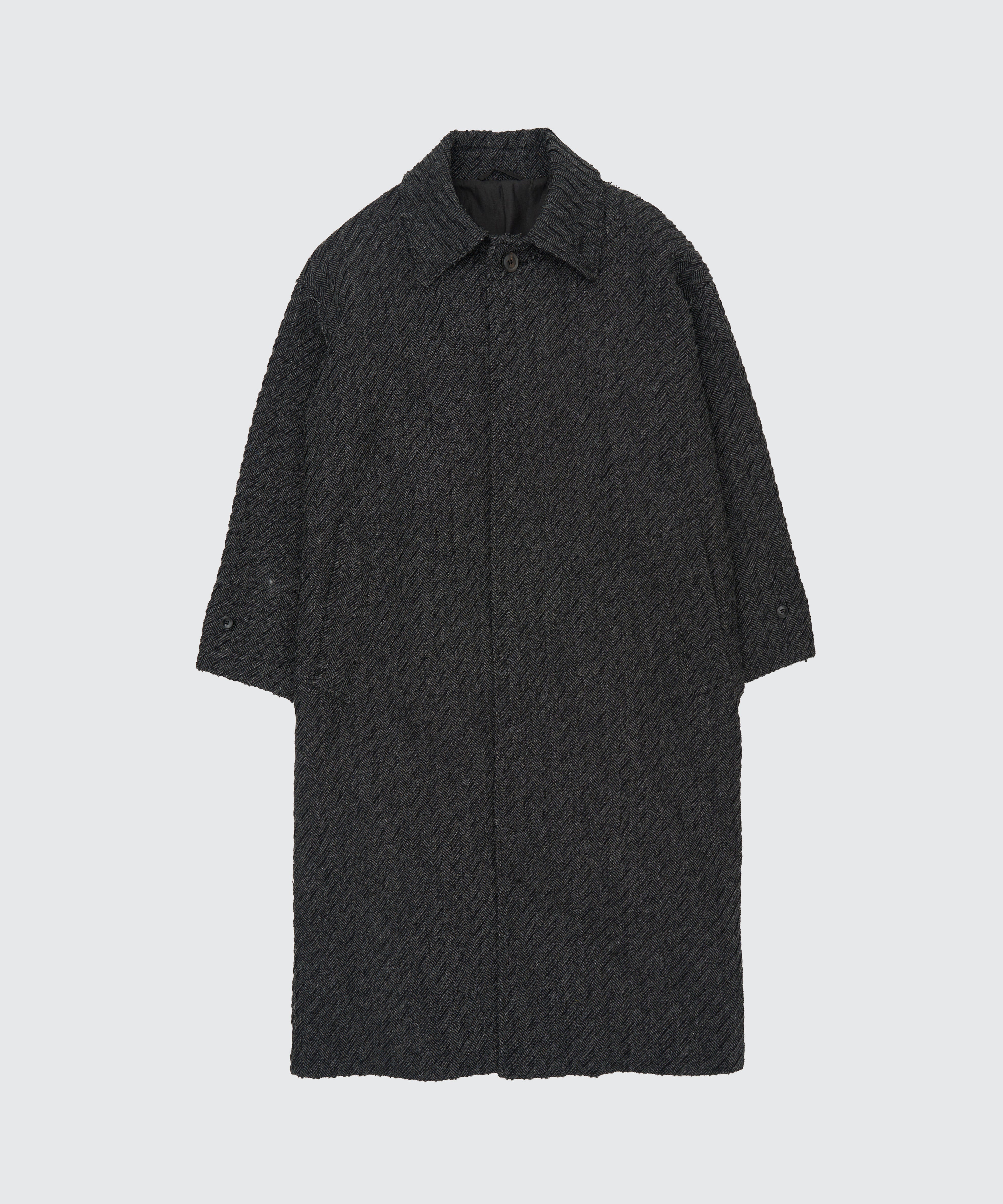 Herinbone Bonding Tweed Big Balmacaan Coat | YOKE Official Website