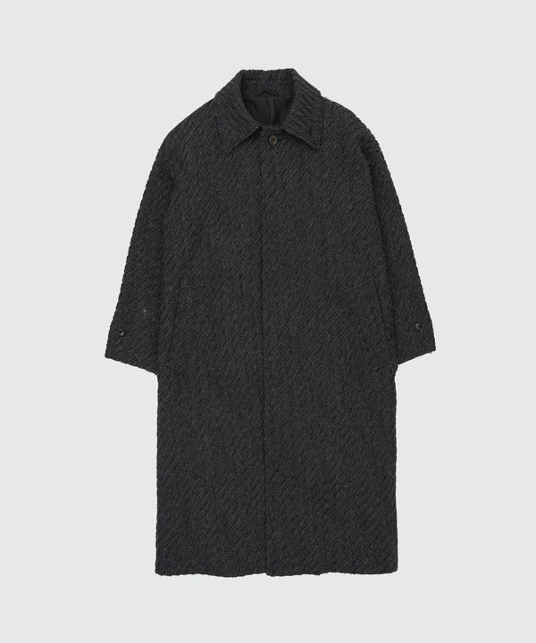 Herinbone Bonding Tweed Big Balmacaan Coat