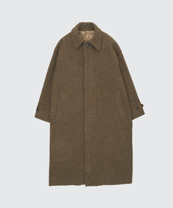 Herinbone Bonding Tweed Big Balmacaan Coat