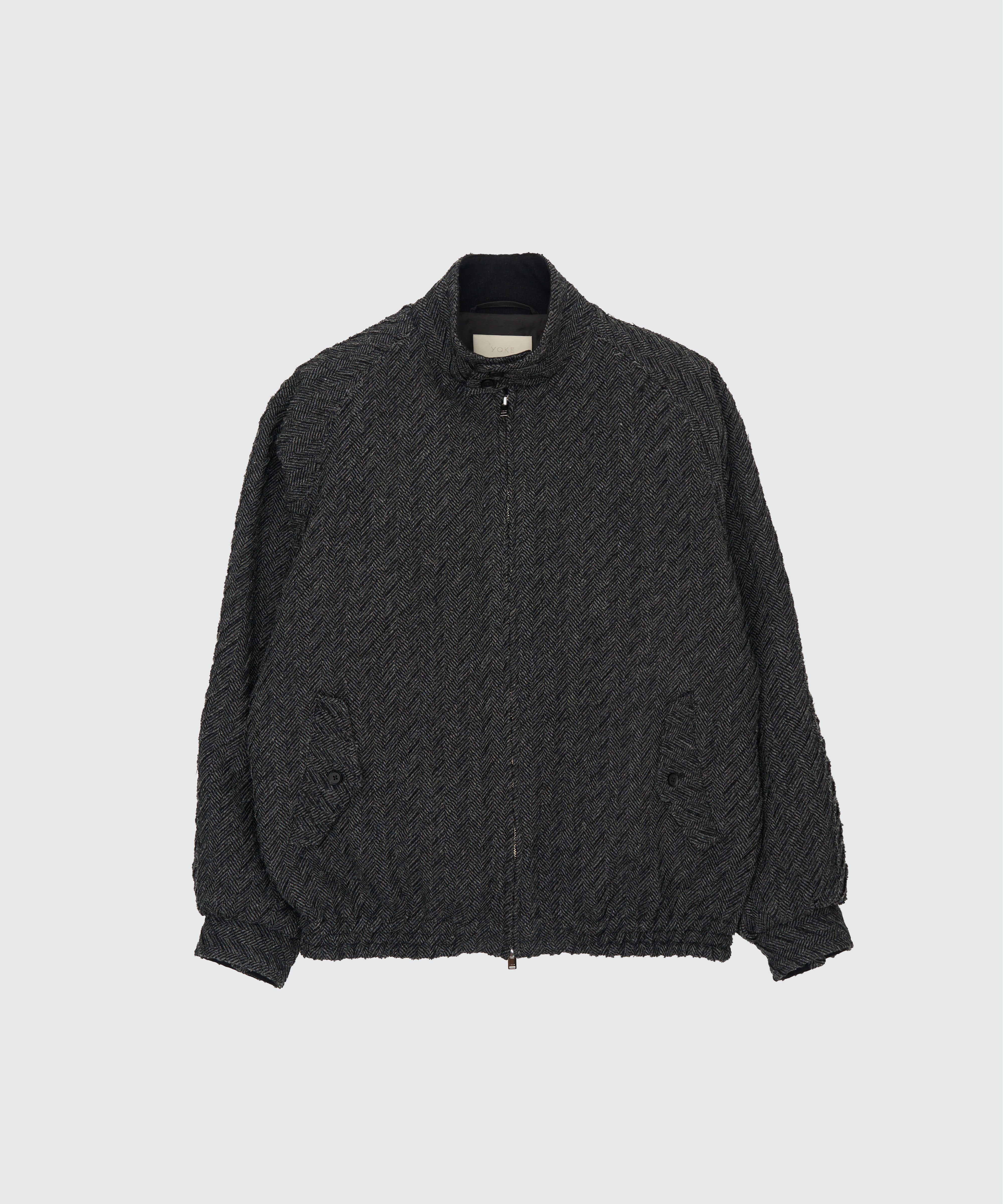 Herinbone Bonding Tweed Harrington Jacket | YOKE Official Website