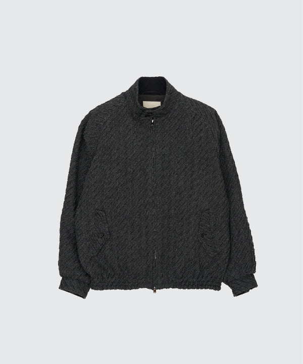 Herinbone Bonding Tweed Harrington Jacket