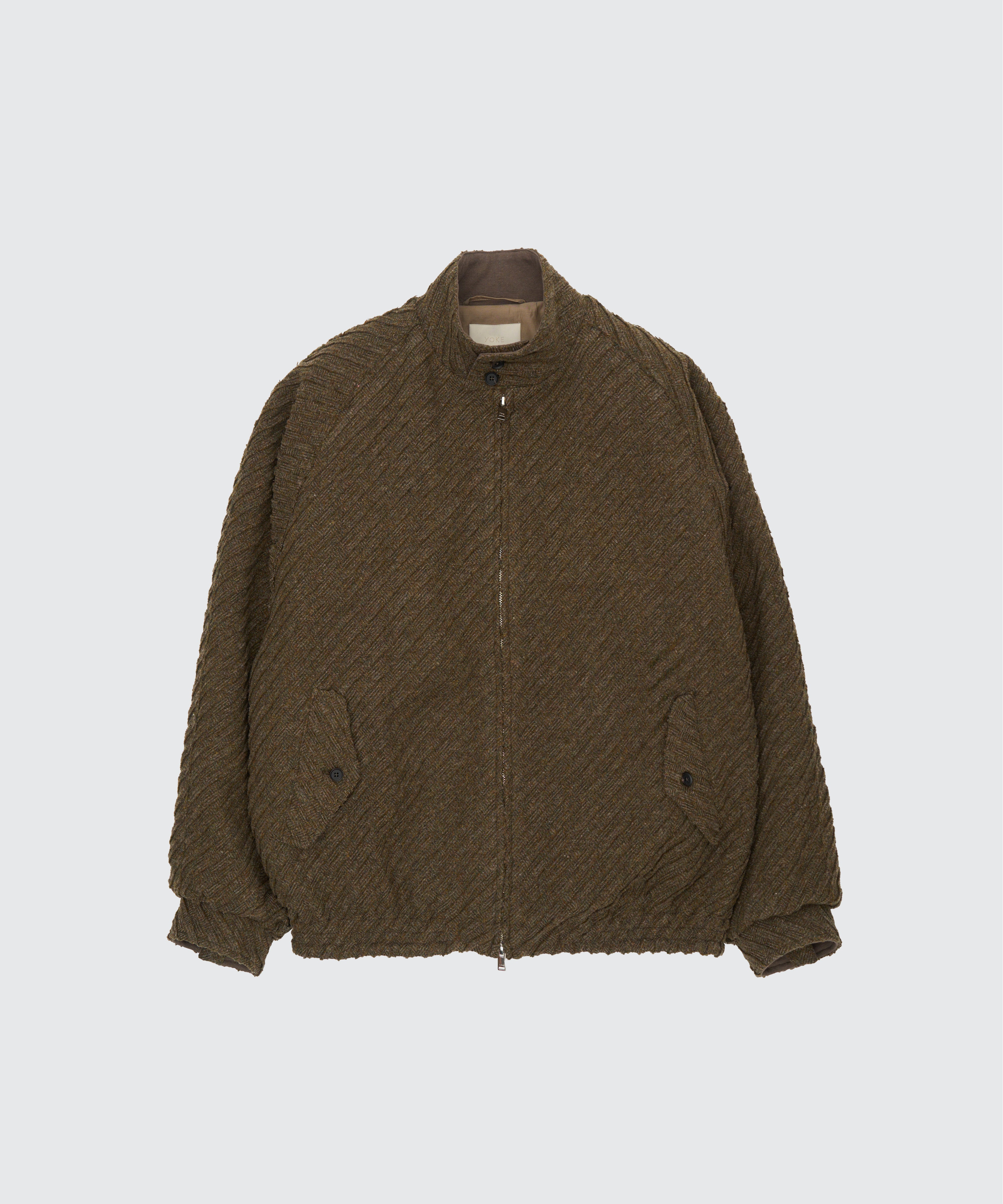 Herinbone Bonding Tweed Harrington Jacket | YOKE Official Website