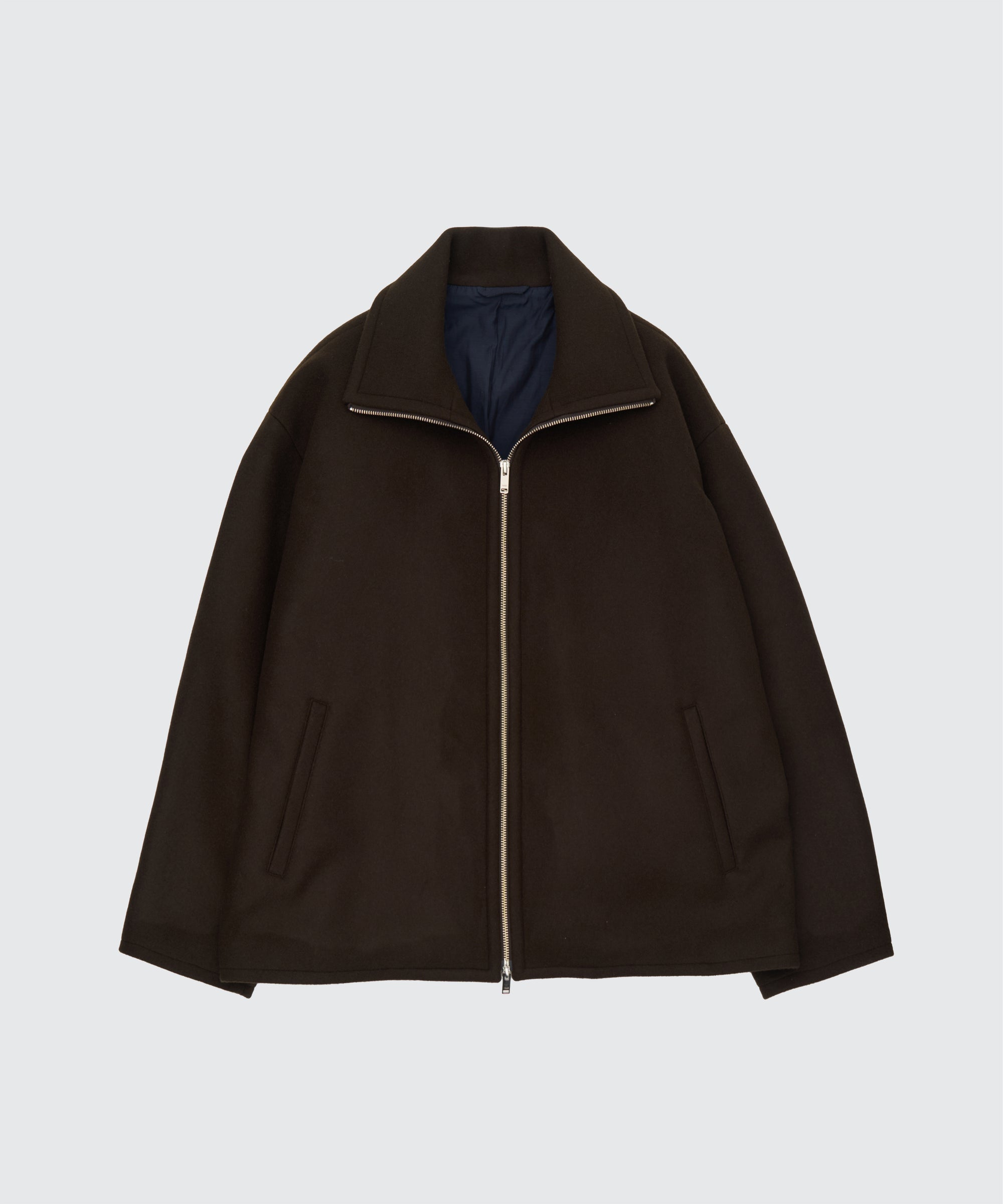 Wool Melton Stand Collar Zip Blouson