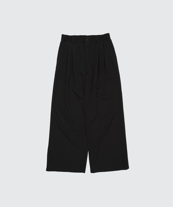 Wool Washer Twill 2Pleated Wide-Leg Easy Trousers