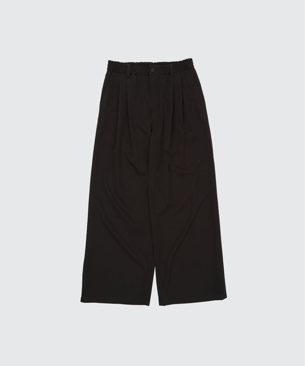 Wool Washer Twill 2Pleated Wide-Leg Easy Trousers