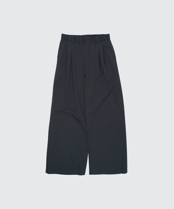 Wool Washer Twill 2Pleated Wide-Leg Easy Trousers