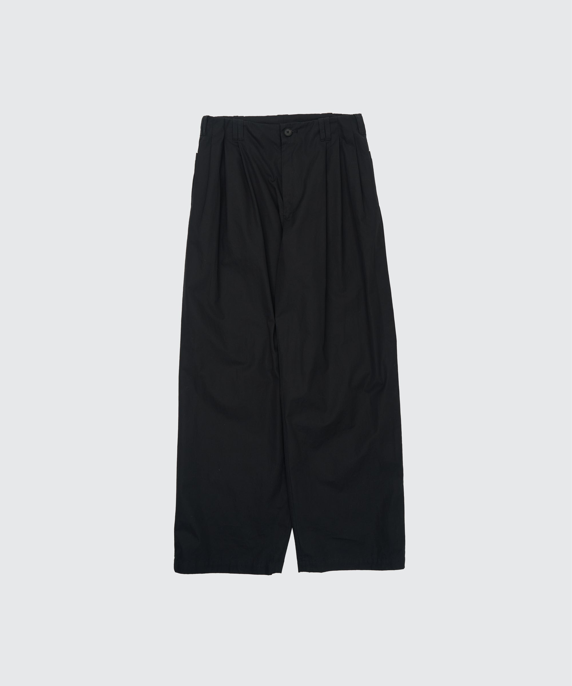 Cotton Gabardine 3Pleated Wide-Leg Trousers