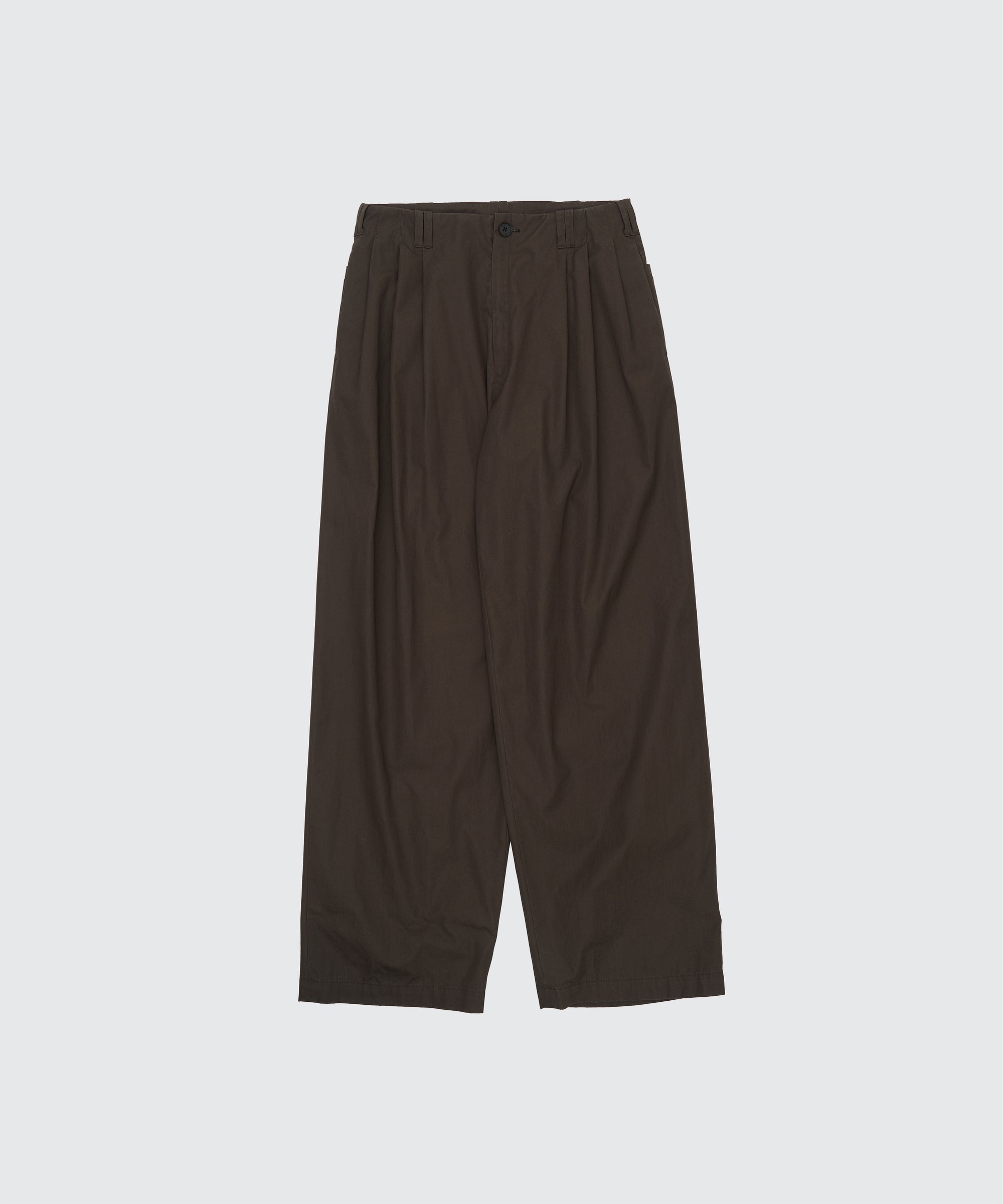 Cotton Gabardine 3Pleated Wide-Leg Trousers