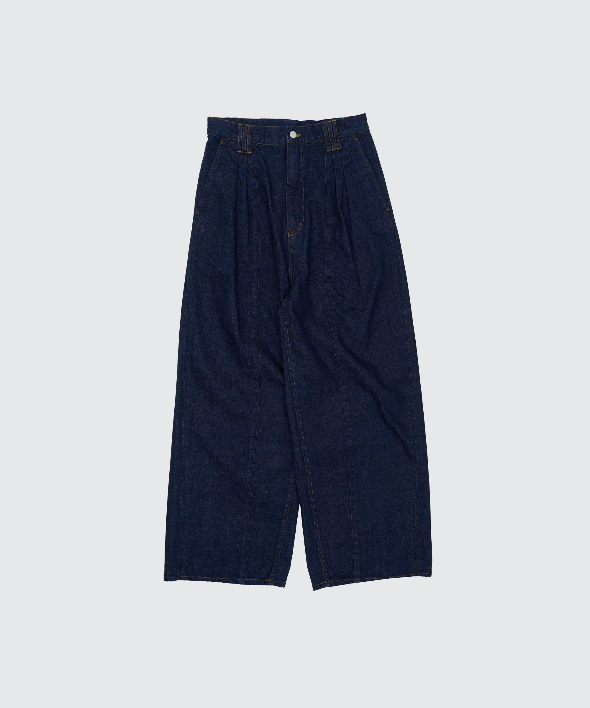 Denim 3Pleated Wide-Leg Trousers
