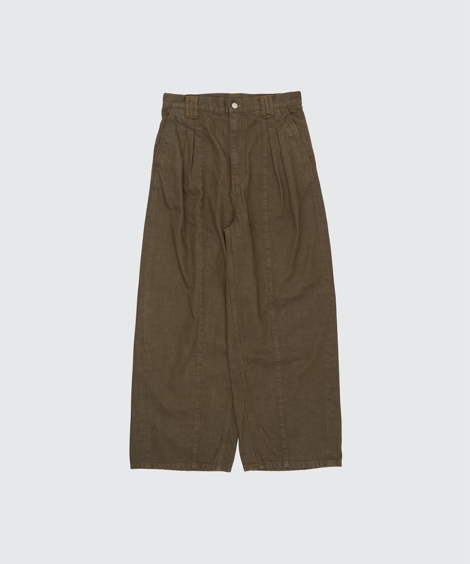 Denim 3Pleated Wide-Leg Trousers